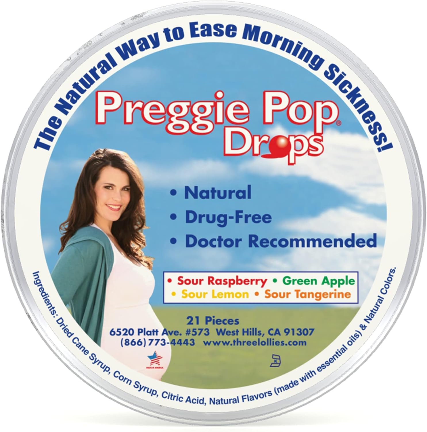 Preggie Pop Drops ลูกอมบรรเทาอาการคลื่นไส้ ขนาด 21 เม็ด