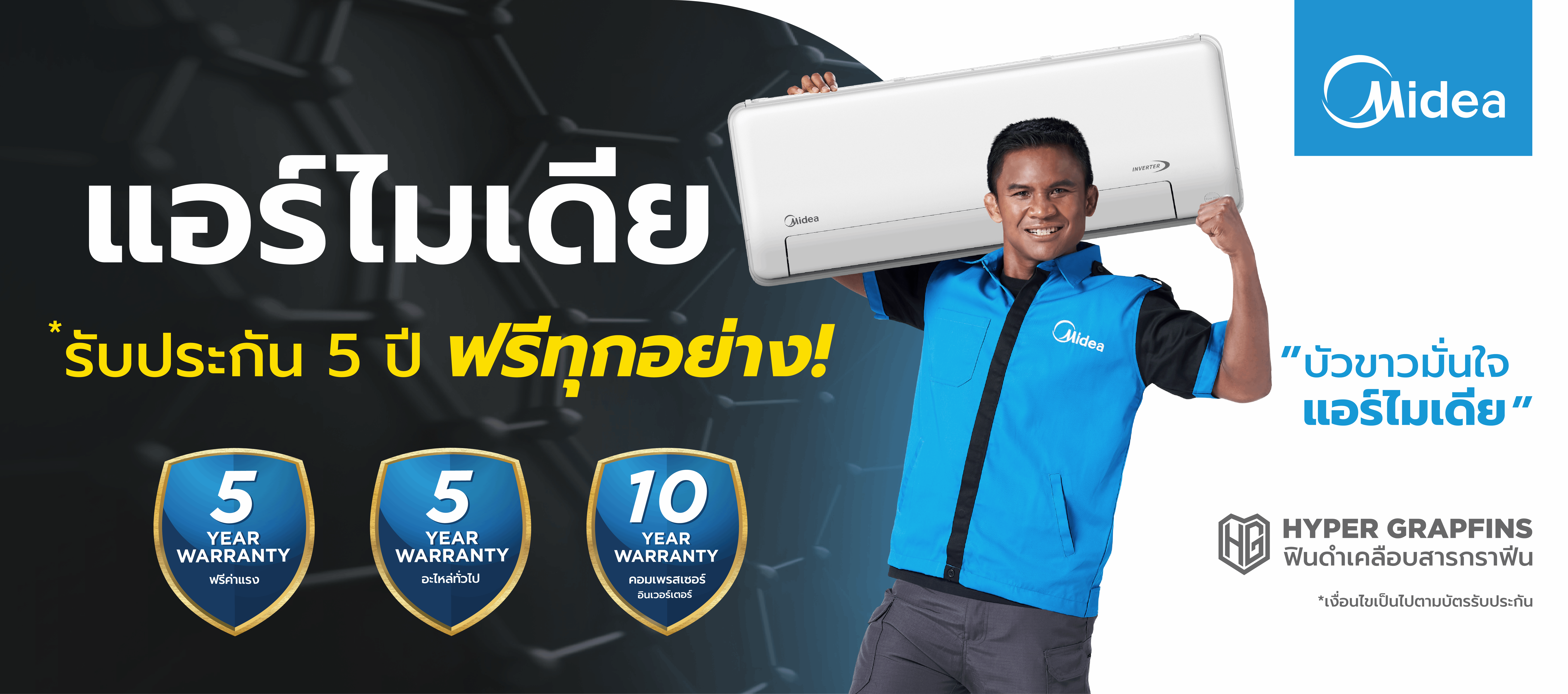 แอร์ไมเดีย Midea เครื่องปรับอากาศสำหรับที่พักอาศัย Storm Easy Fixed Speed ขนาด 9,500 BTU