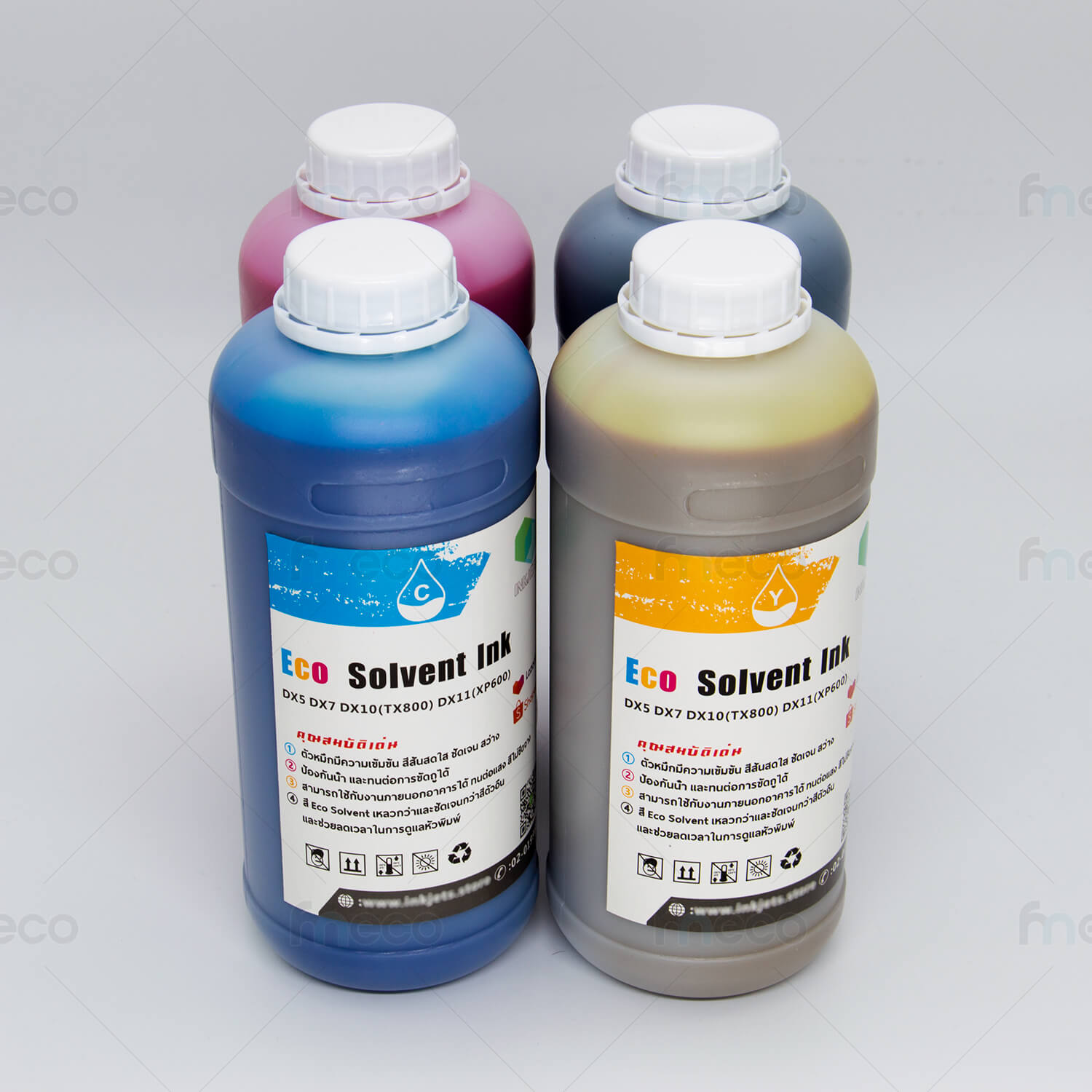 ขายส่ง หมึกพิมพ์อิงค์เจ็ท ไร้กลิ่น Eco Solvent 6 สี ขนาด 1 ลิตร สำหรับหัวพิมพ์ Epson (CMYKLcLm) ทนแดดได้ยาวนาน