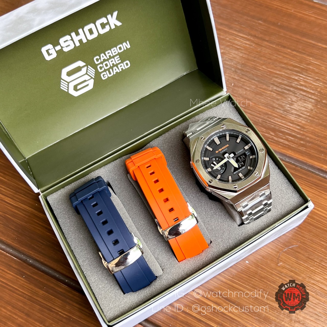 G-Shock Casioak Combo Set with Stainless Steel Strap and 2 Colors of Rubber Strap