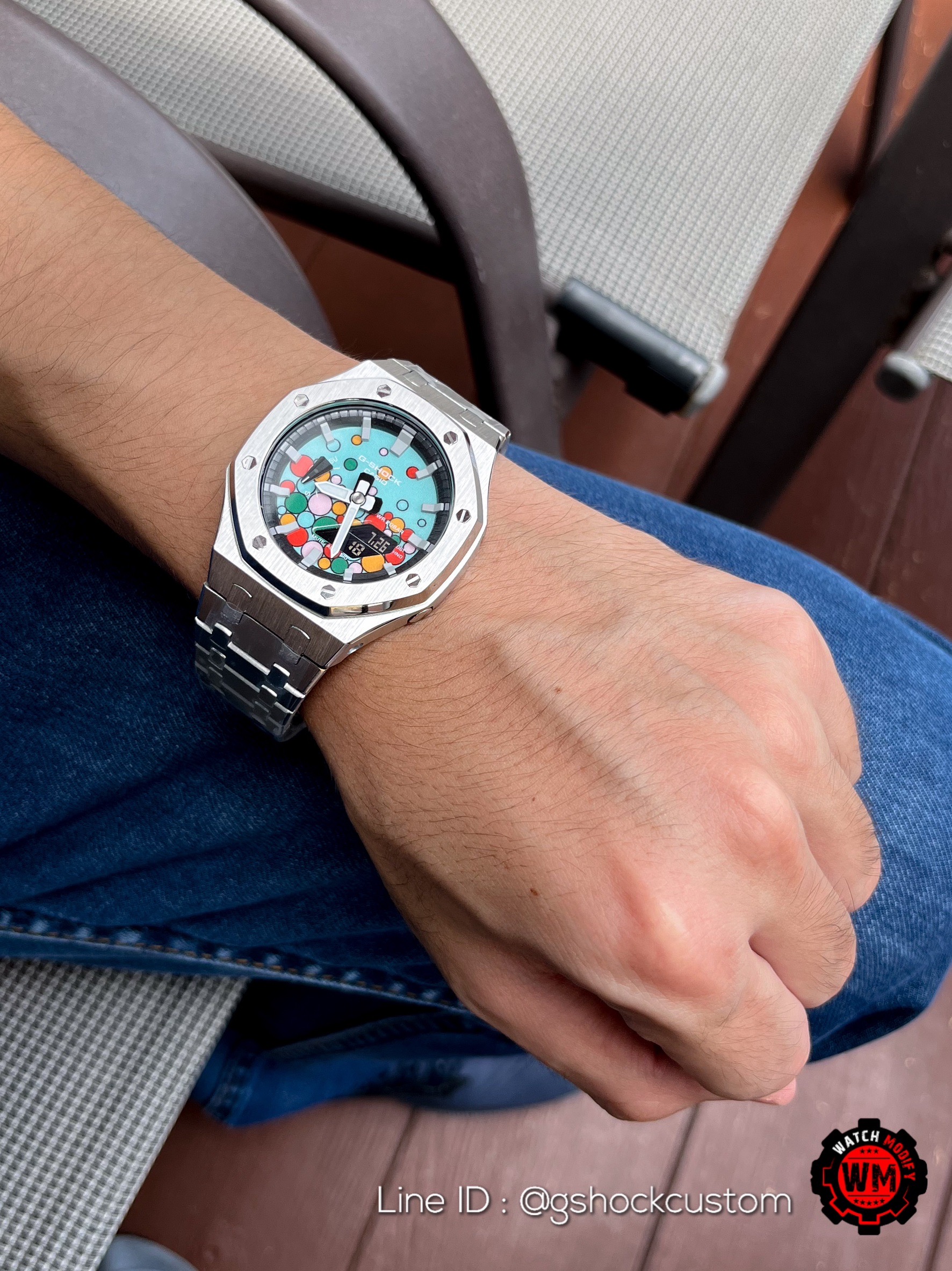 G-Shock Casioak Candy Pop Dial Silver Steel Strap