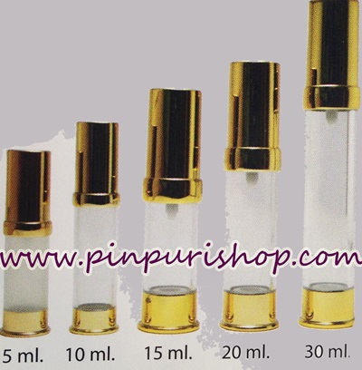ขายส่ง ปลีก บรรจุภัณฑ์ ขวดสูญญากาศใส ฝาทอง ฝาเงิน บรรจุเซรั่ม โลชั่น ขนาด 5ml,10 ml,15 ml,20ml,30ml