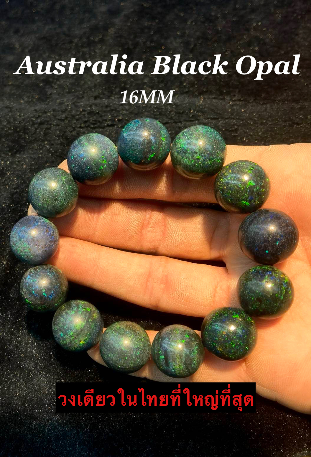 Australia Black Opal AAAAA ออสเตรเลียแบล็คโอปอล ขนาด 16 MM