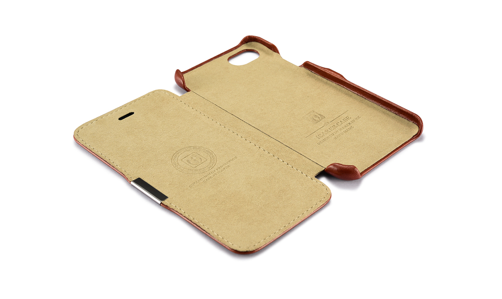 เคสหนัง iPhone 7 แบรนด์ iCarer รุ่น 702 ออกแบบการใช้งานแบบเปิดข้าง พร้อมระบบแม่เหล็กช่วยในการปิด/เปิด, ทำจาก หนังวัว ส่วนหนังเต็มผืน (Full Grain leather)