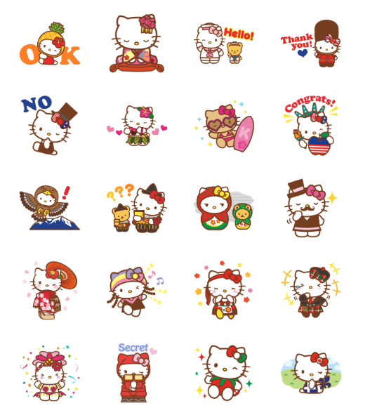 ขายสติกเกอร์ไลน์ เฮลโลคิตตีเที่ยวรอบโลก
