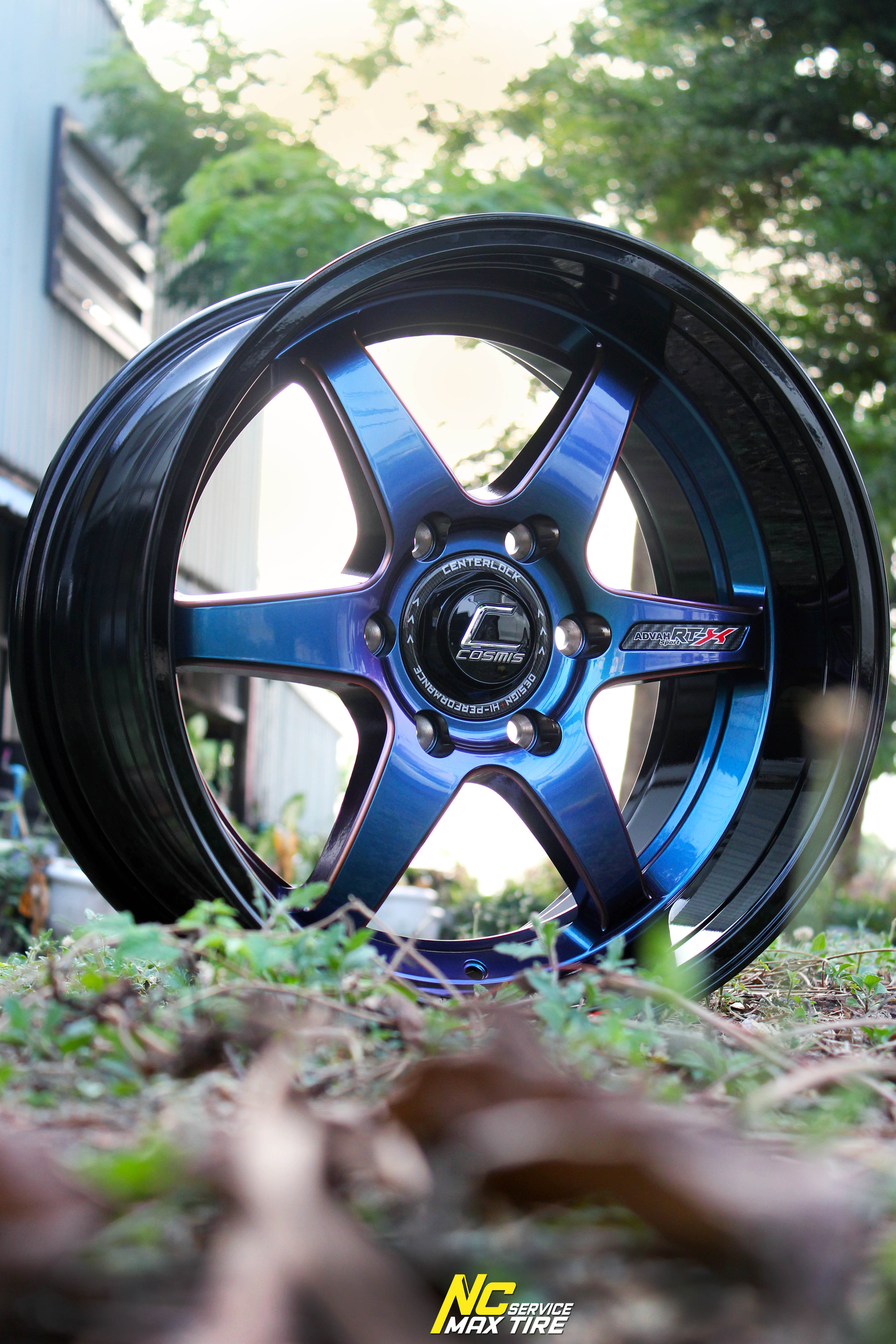 ล้อแม็กขอบ18 / Cosmis / RT-X / ล้อแม็กสวยๆ / ล้อแม็กสีพิเศษ / Custom Color / Power Blue / 18x9.5 6H139.7 ET15 / ล้อแม็กสีน้ำเงินเฉดพาวเวอร์+เพลท+ขอบดำเงา / SUV / PPV / NC