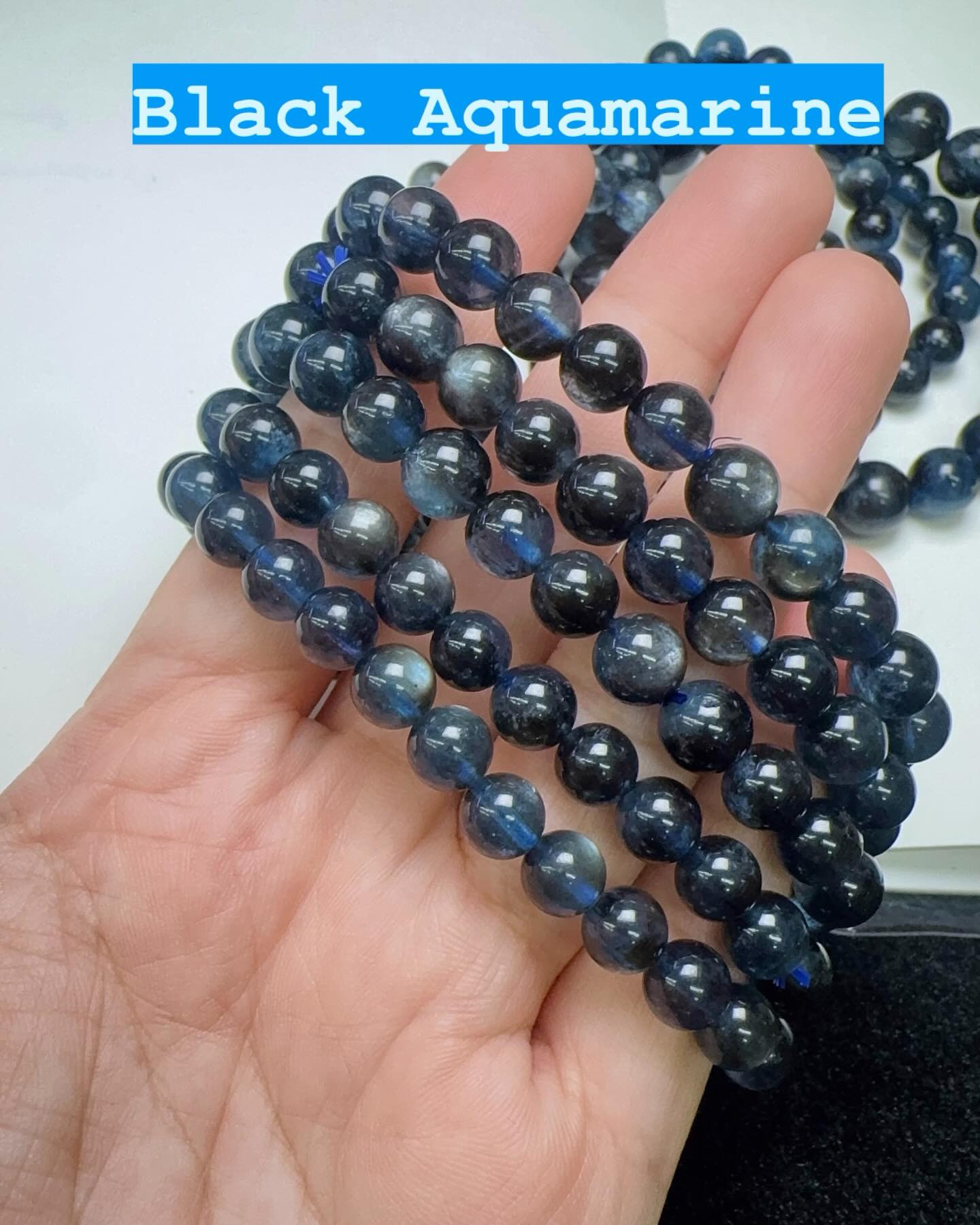 Black Aquamarine AAAA+ อัญมณีแบล็คอความารีน พรีเมี่ยม เนื้อพลอยใส