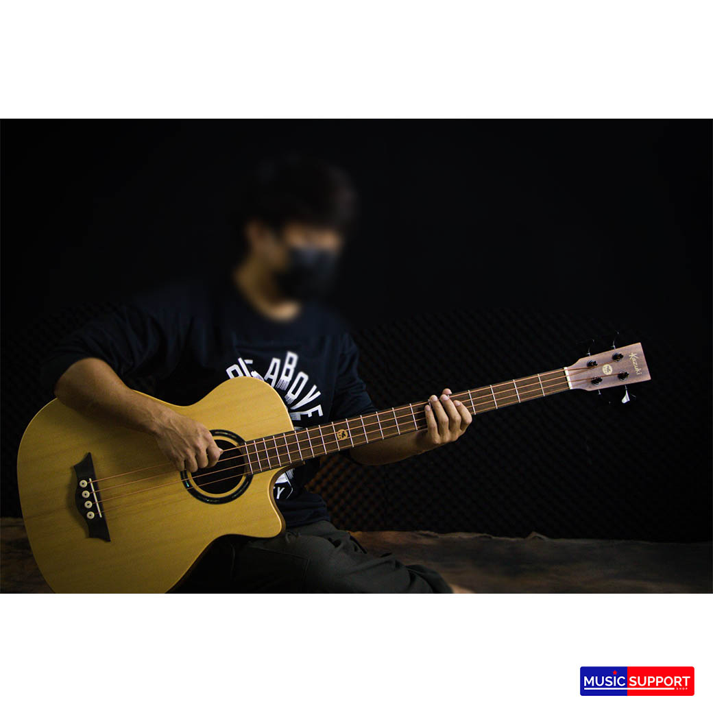 Kazuki Acoustic Electric Bass เบสโปร่งไฟฟ้า Top Solid รุ่น SOUL ABASS + กระเป๋า