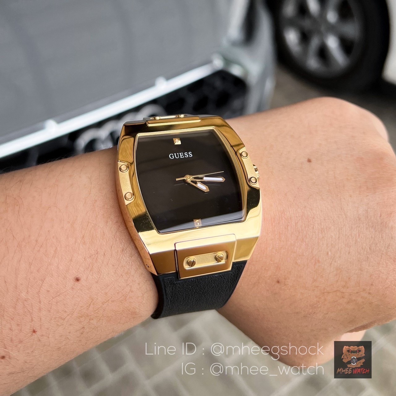 Guess Watch RM Style Golden Phoenix Genuine Diamond Resin Leather Strap GW0386G3