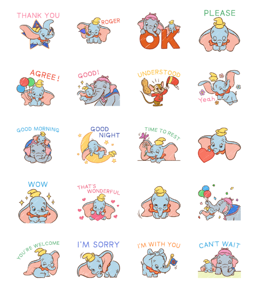 ขายสติกเกอร์ไลน์ ดัมโบ้กับจัมโบ้ ลายเส้นรูปสเก็ตช์