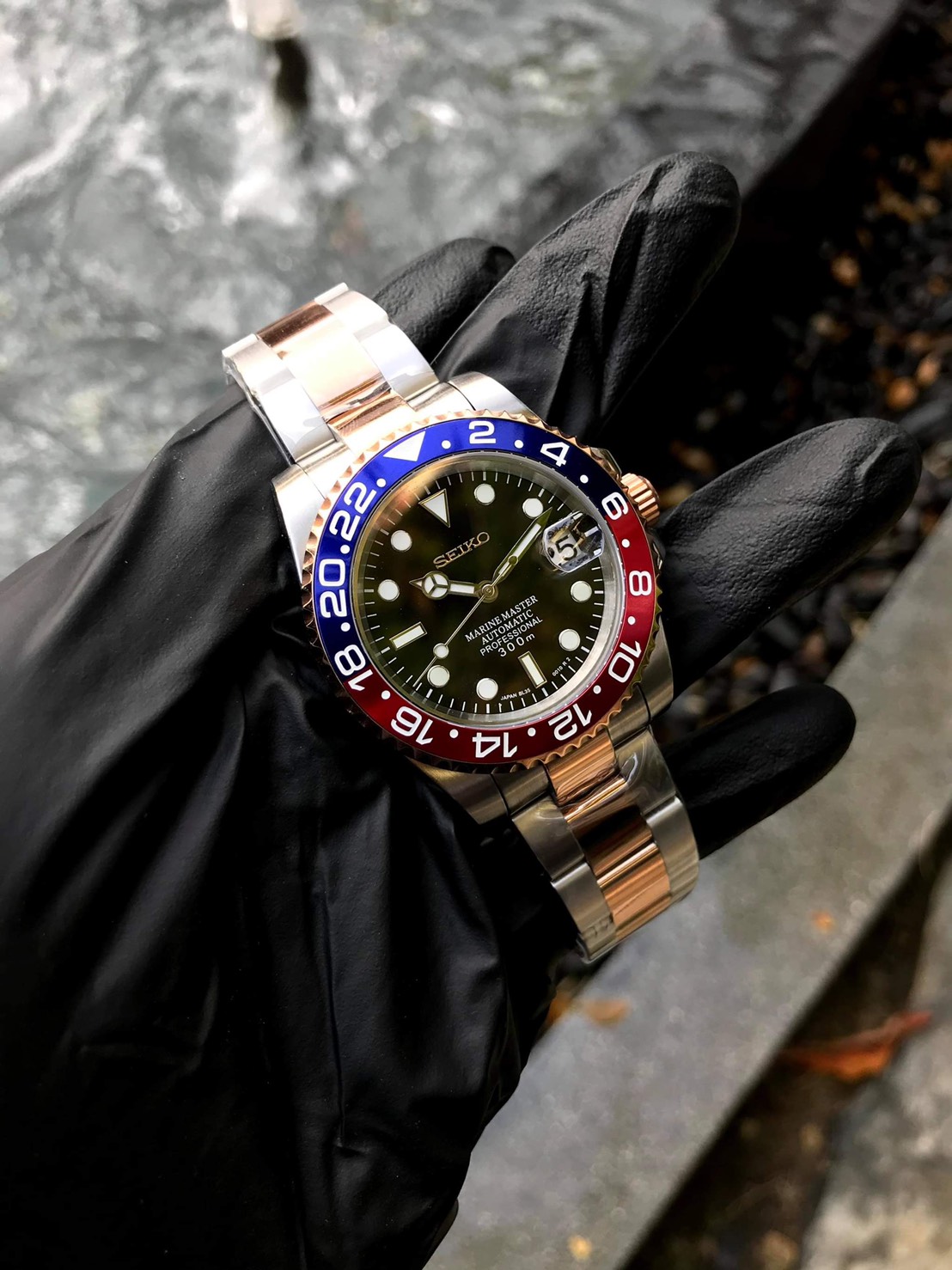 Seiko Modify Pepsi Two Tone กระจกsapphire
