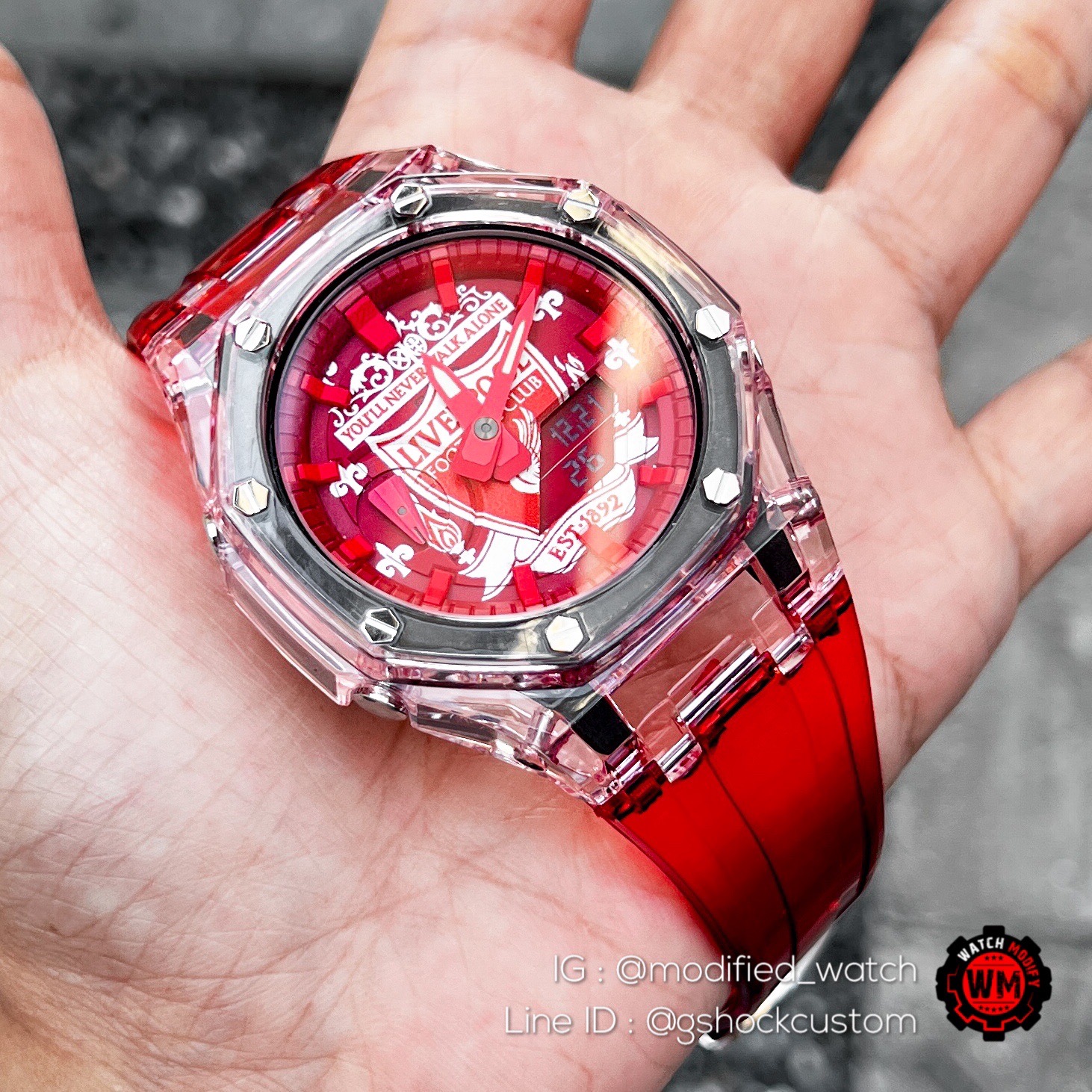 G-SHOCK Customized Ga-2100 Liverpool Crystal Jelly The Reds YNWA
