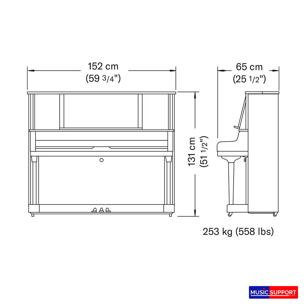 Yamaha Piano เปียโนรุ่น YUS5 PE [Made in Japan] Upright Piano