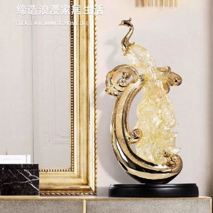 CT215B157 FAMITOSS โมเดลนกยูง โมเดล ของตกแต่ง ของขวัญขึ้นบ้านใหม่ โมเดลแต่งโรงแรม