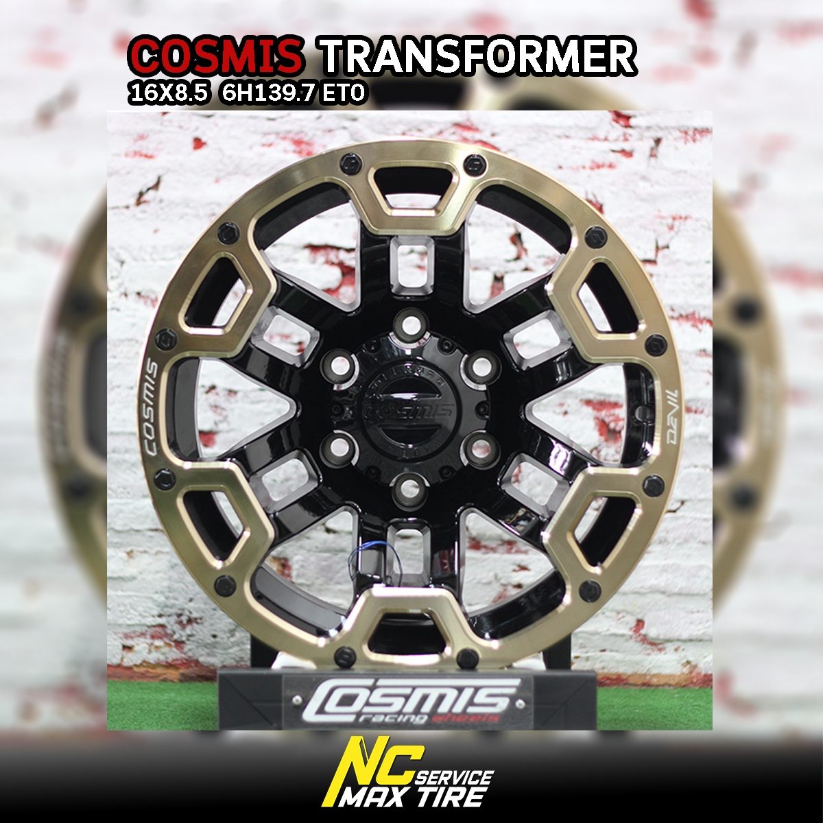 ล้อแม็กขอบ16 ออฟโรด COSMIS TRANSFORMER สีดำ cncข้างก้าน (ราคา4วง)