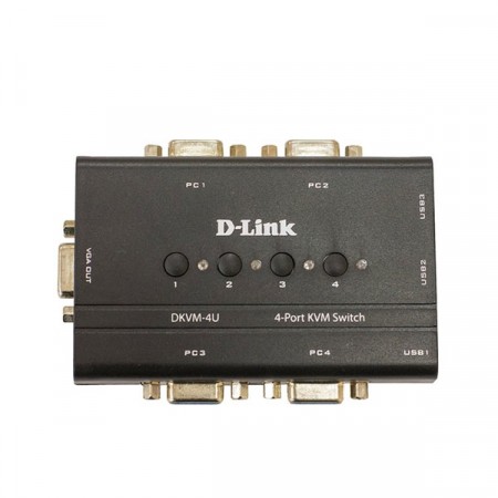 D-Link DKVM-4U 4-port PC (USB Keyboard, SVGA Video, USB Mouse) KVM Switch