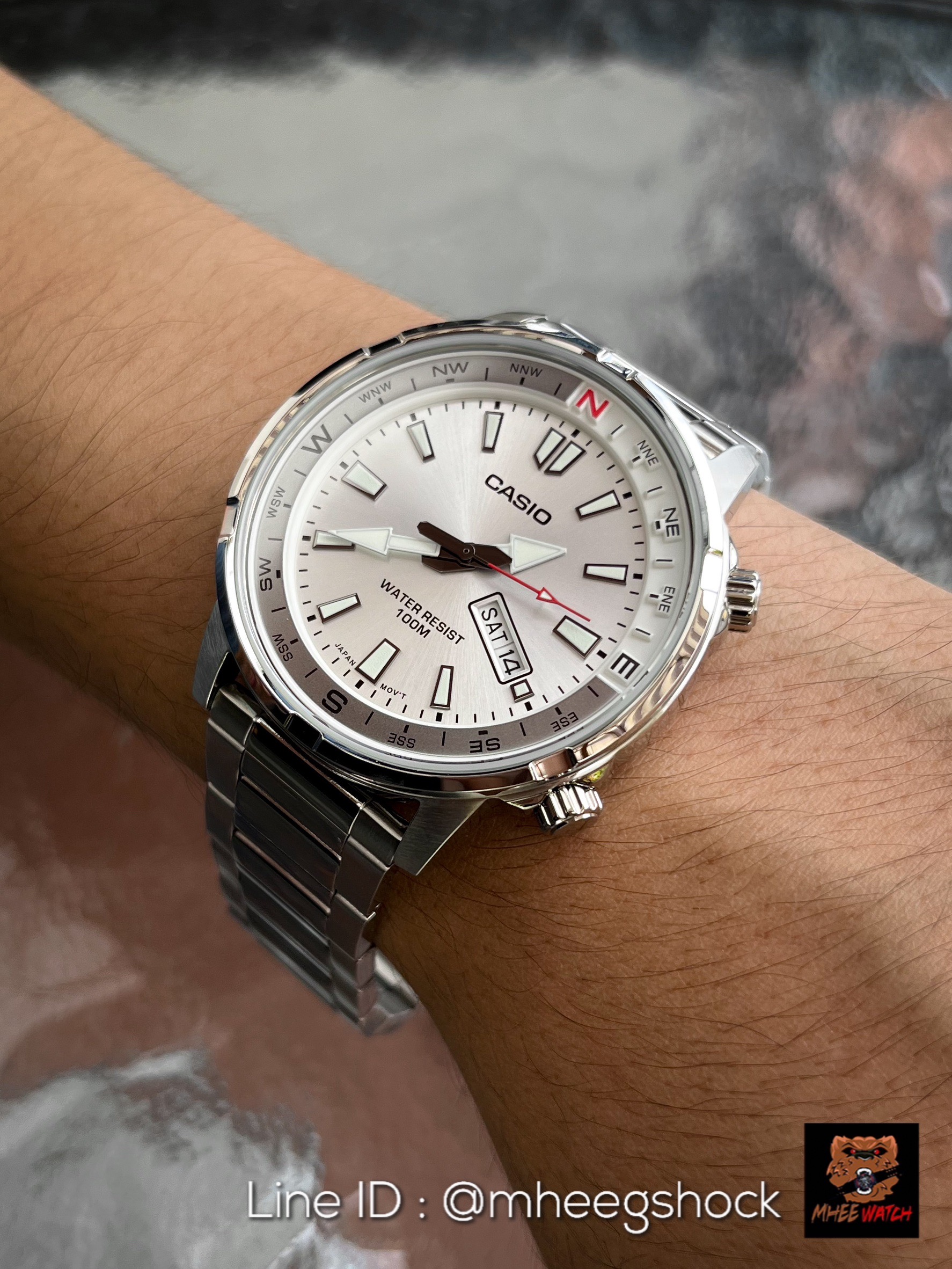 Casio Pilot Compass White Shine Dial Steel