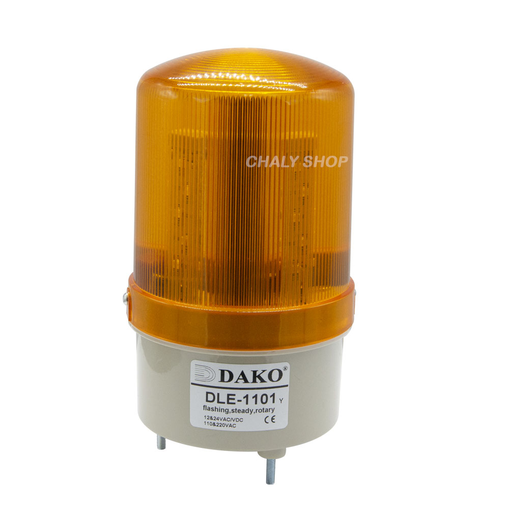 DAKO® DLE-1101-YELLOW ไฟหมุน LED 3 นิ้ว / สีเหลือง ( ไม่มีเสียง ) 12-24VAC/VDC,110-220VAC ไฟหมุน ไฟเตือน ไฟฉุกเฉิน