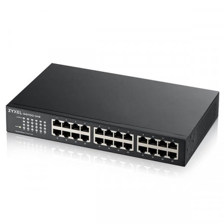 Zyxel GS1100-24E 24 Ports 10/100/1000BASE-T Unmanaged Desktop Switch + Free 19" Rack-Mount