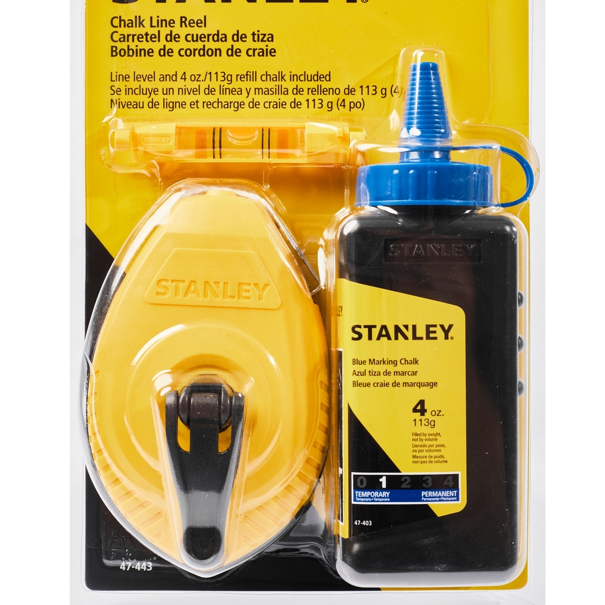 STANLEY 47-443 บักเต้า+ลูกน้ำ+ชอล์ก30ม สีน้ำเงิน