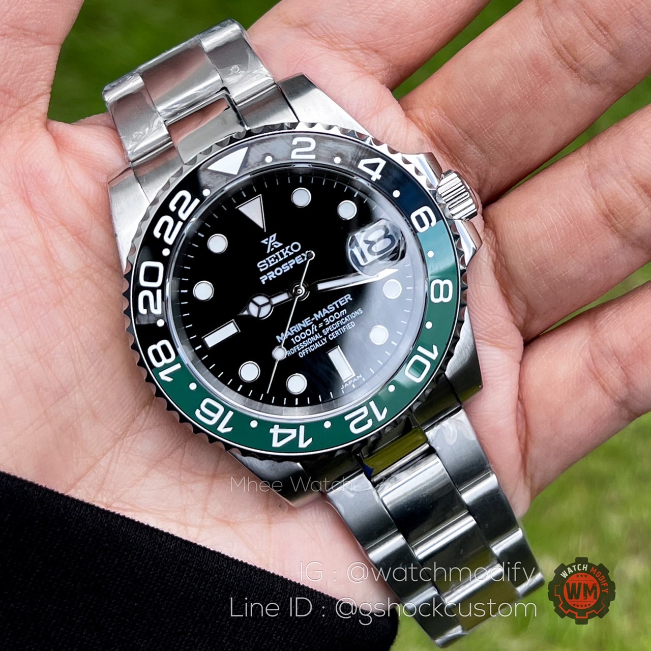Seiko Mod Sprite Green Hand Bezel Ceramic Automatic Sapphire Glass