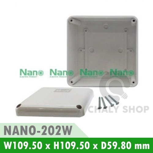NANO Electric® NANO-202W กล่องกันน้ำพลาสติก ฝาทึบ ขนาด W109.50xH109.50xD59.80 mm (JUNCTION BOX IP65) สีขาว