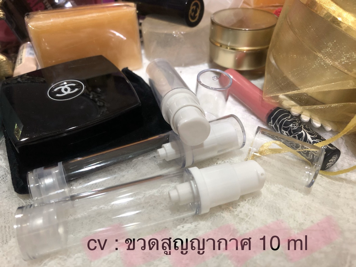 ขายส่ง ปลีก บรรจุภัณฑ์ ขวดปั้มสูญญากาศ พาสติก เกรด A ทรงผอม ขนาด 5 ml 10 ml