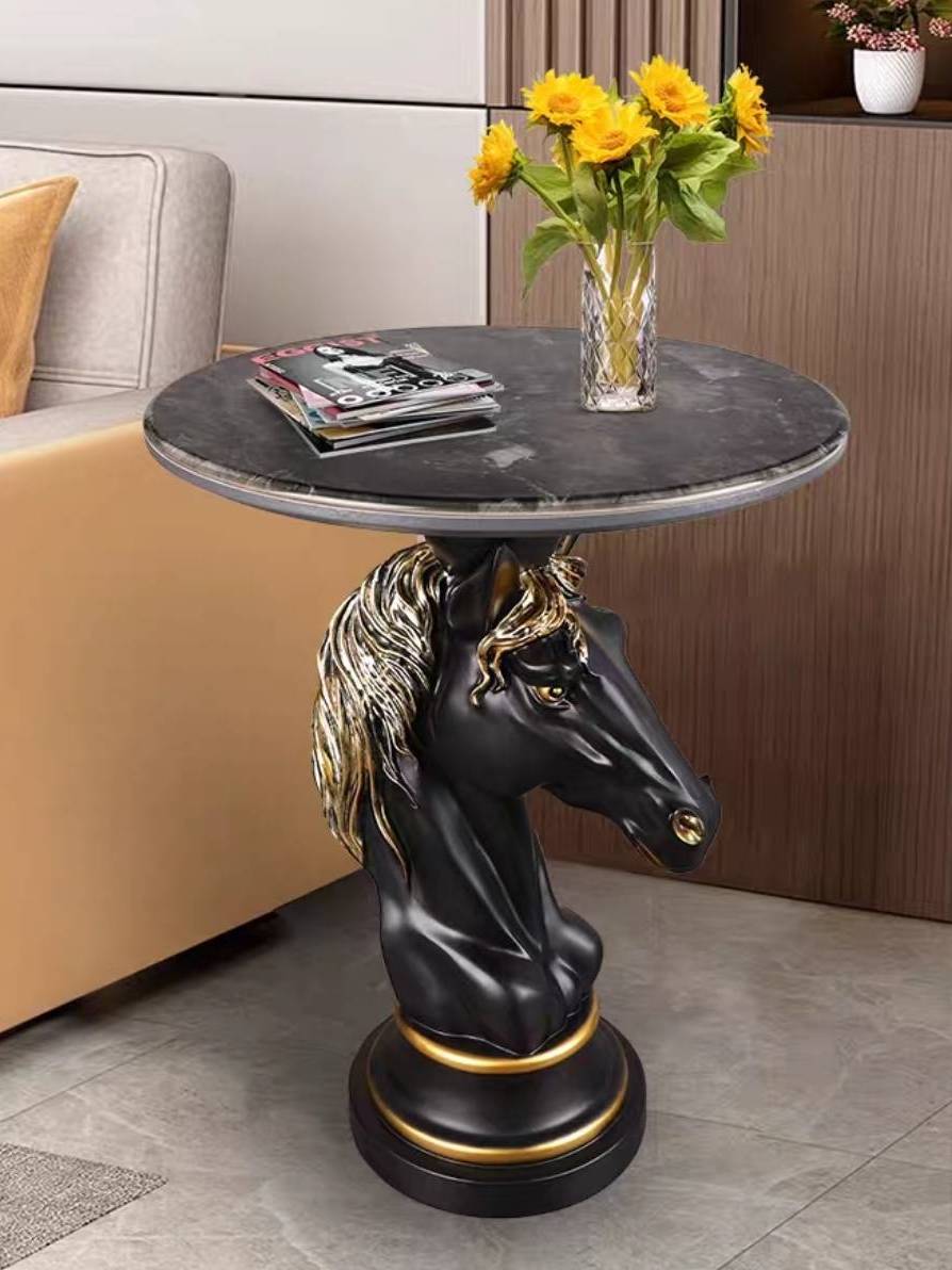CT221D122 ZEITAKU โต๊ะข้างห้องนั่งเล่น โต๊ะกลมเล็ก ม้า Coffee table Horse