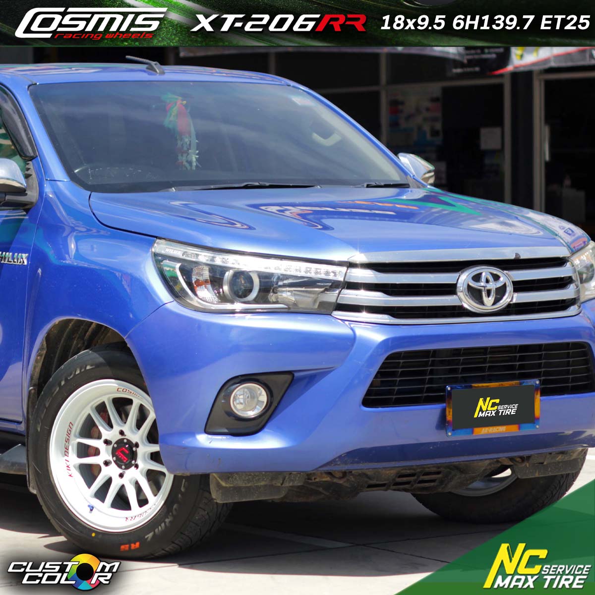 NCชลรีวิว.EP293 TOYOTA VIGO Cosmis : XT-206RR 18x9.5 6H139.7 ET25 ล้อแม็กสีขาวด้านทั้งวงมิลลิ่งตัวหนังสือที่ขอบแดง ล้อแม็กงานสีพิเศษ Custom Color น็อตCOSMIS สีไฮเปอร์แบล็ค