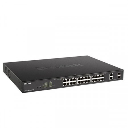 D-Link DGS-1100-26MPPV2 24 Port Gigabit PoE/PoE+/PoE++ (Supports IEEE 802.3at/bt) Smart Managed Switch + 2 x Gigabit RJ45/SFP Combo Ports, 518 W PoE Power Budget, Rack-mount Metal Case