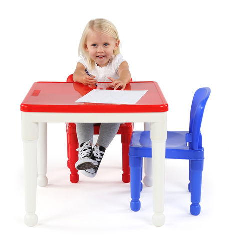 Tot Tutors 2-in-1 Construction Table and 2 Chairs Set โต๊ะต่อเลโก้ แถมตัวต่อ 100 ชิ้น
