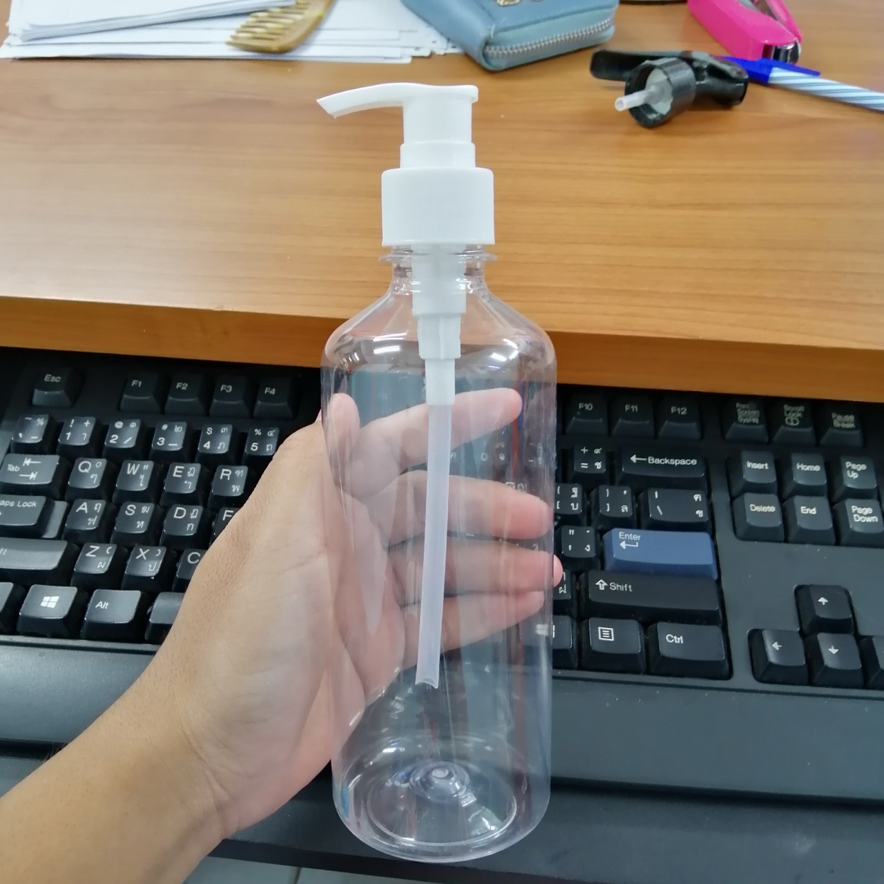ขวดพลาสติก ขนาด500ml สีใส ขวดแครอล ขวดปั้มเจล ของเหลว