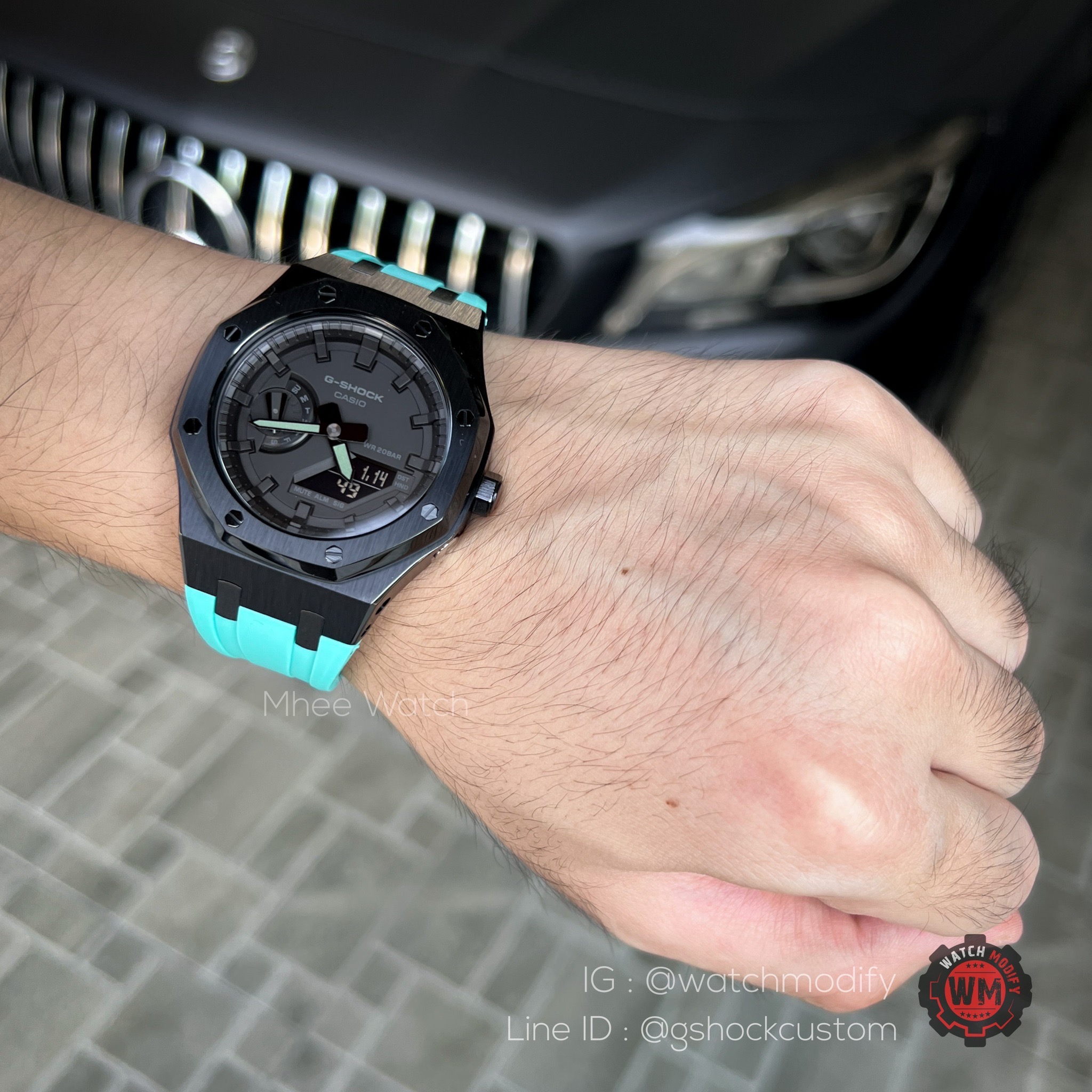 G-Shock All Black Dial Tiffany Blue Rubber