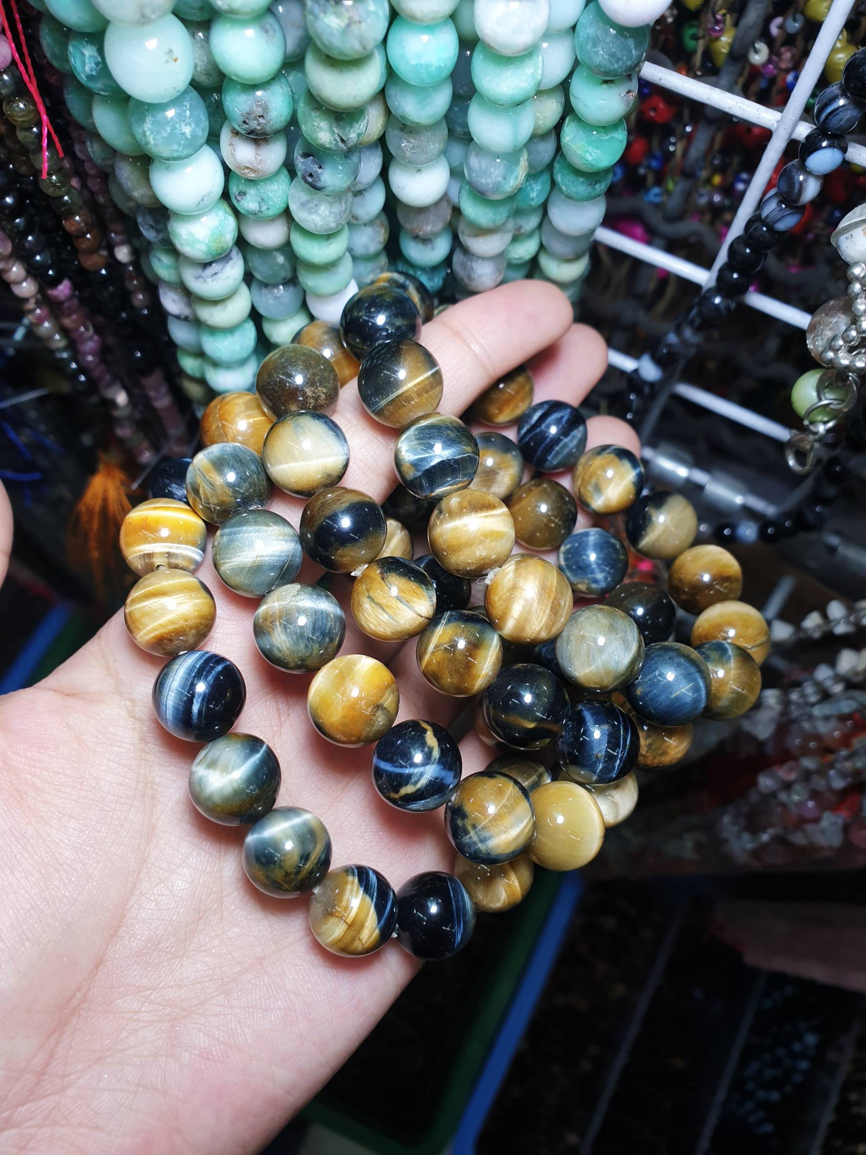 โกลเด้น บลู ไทเกอร์อาย (Golden Blue Tiger's eye) 12 mm 699