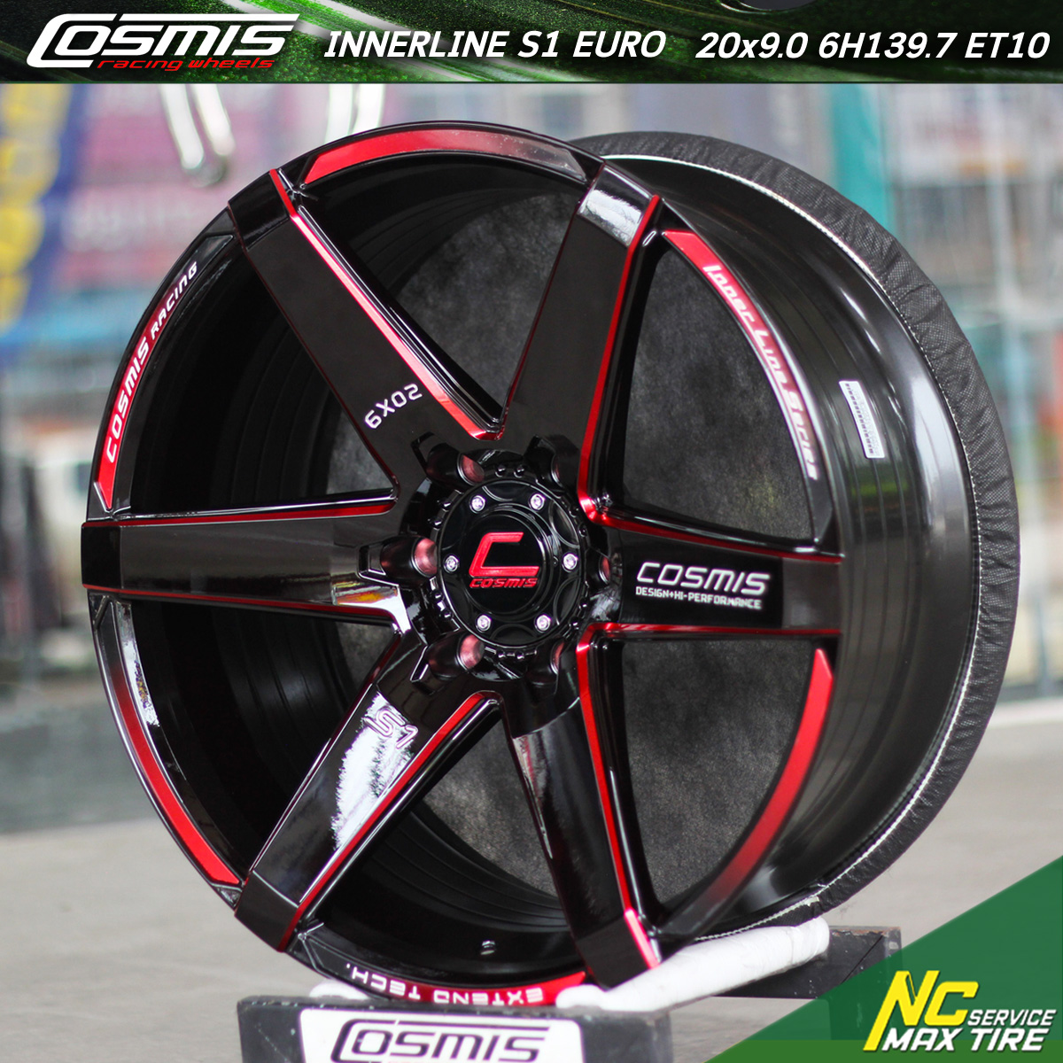 ล้อแม็กขอบ20 / Cosmis / InnerlineS1 / EURO / Super Black Red Line / 20x9.0 6H136.7 ET10