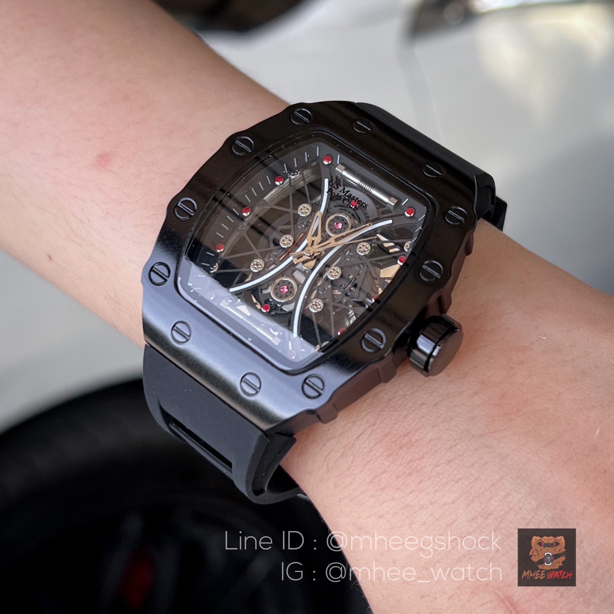 US Masters Polo Club ทรง RM Original All in Black ระบบ Quartz ของแท้ รับประกันศูนย์ไทย 1 ปี