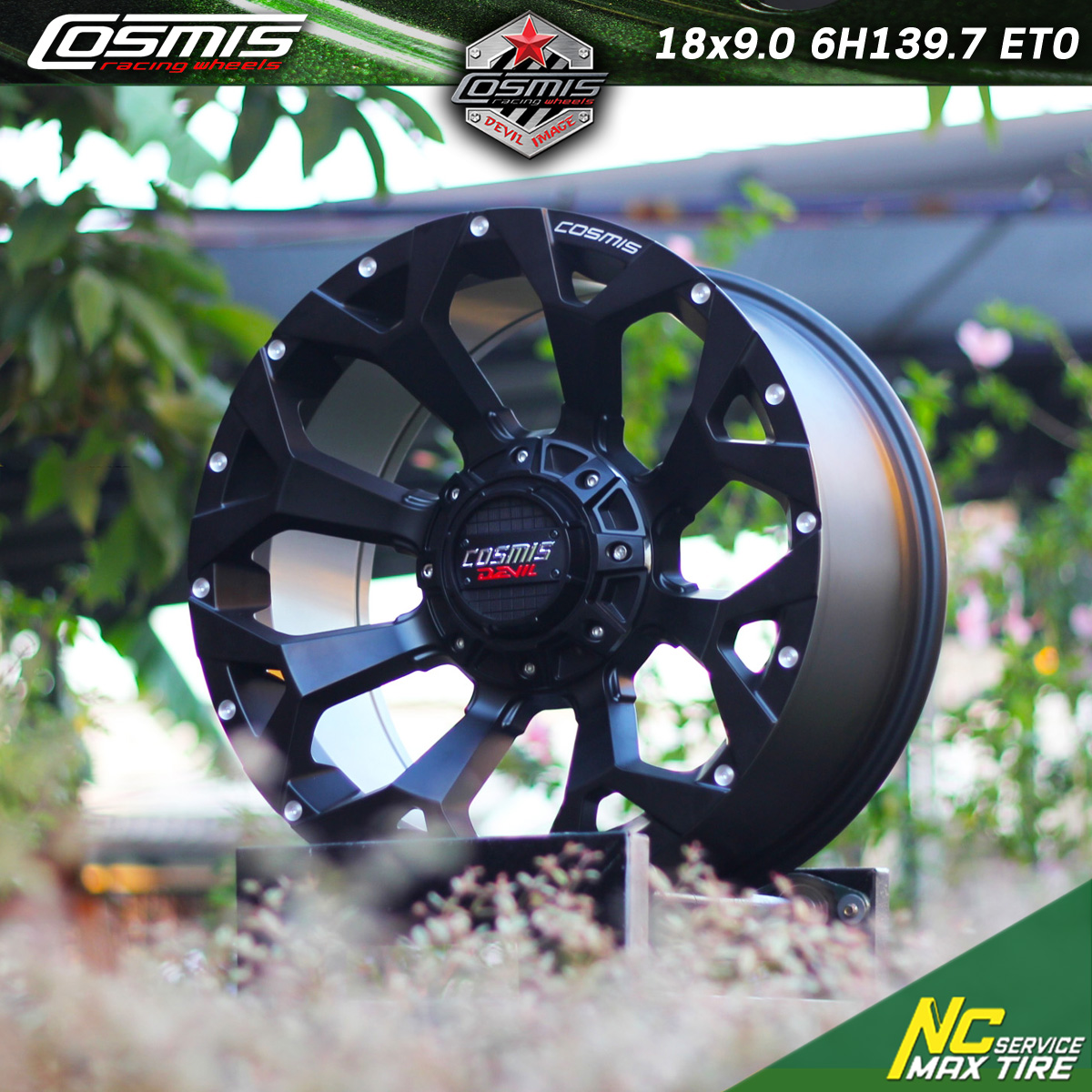 ล้อแม็กสายออฟโรด / OffRoad / ล้อแม็กสไตล์เมกา / Cosmis / Devil / STAR / 18x9.0 6H139.7 ET0 / ล้อแม็กสีดำด้านทั้งวง