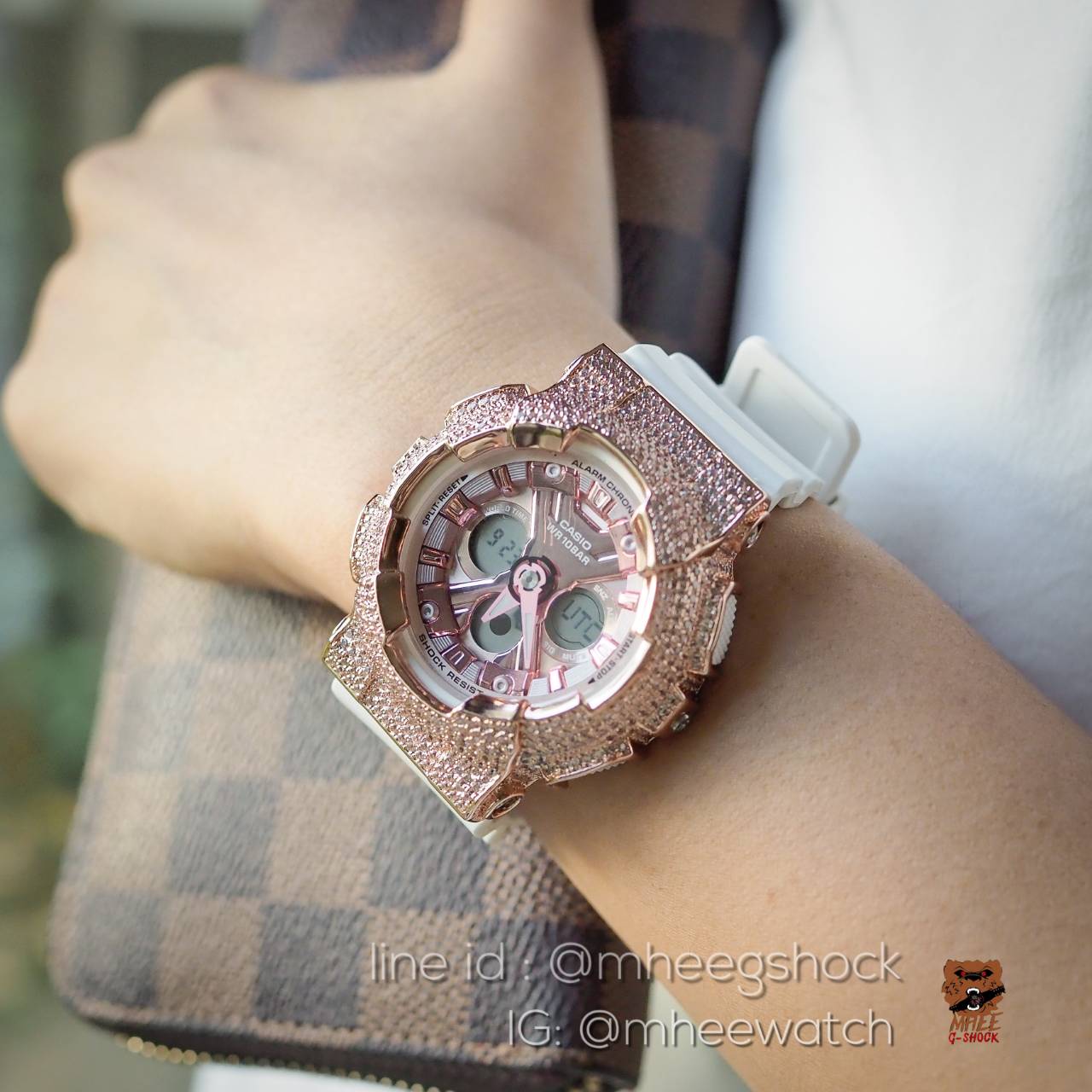 Baby-G BlingBling BA-130-7A1DR กรอบเพชร