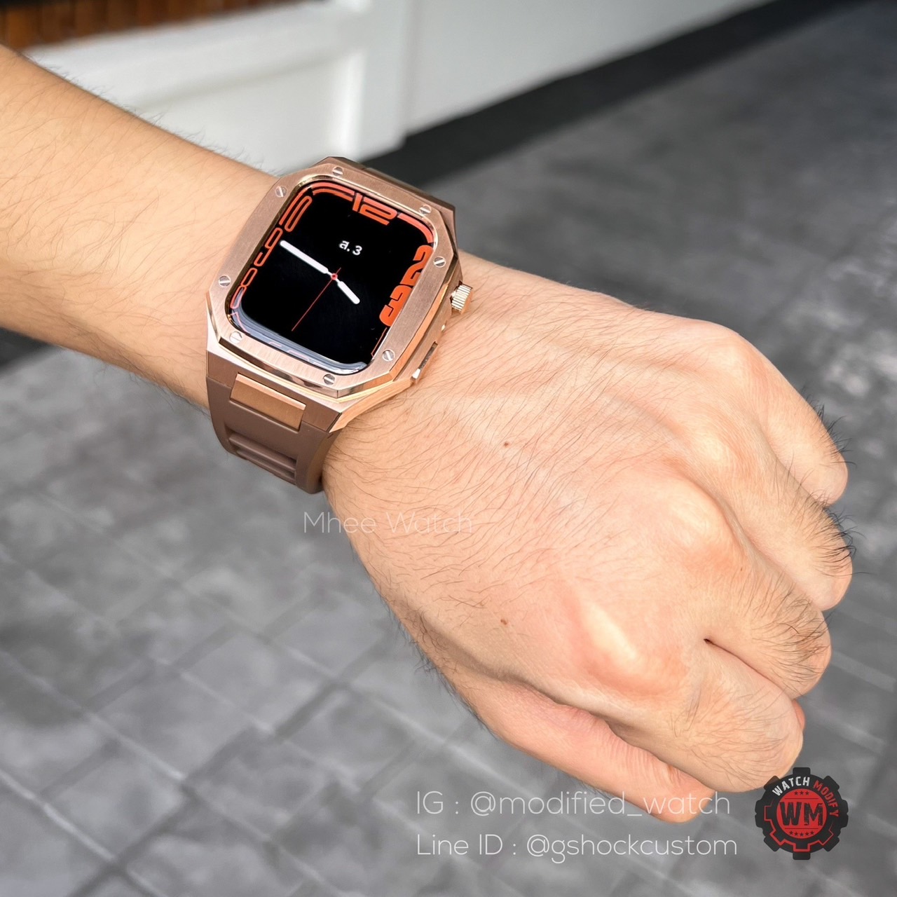 Case Apple Watch Stainless Rubber Luxury Style Choco color For 44,45MM