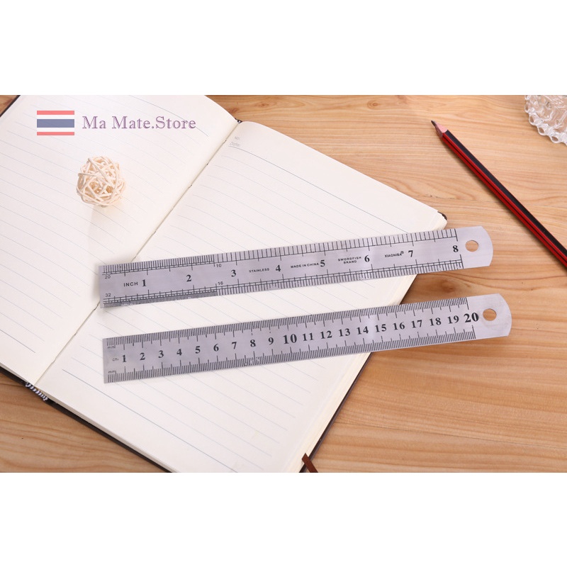 ไม้บรรทัดเหล็ก ขนาด 15ซม./20ซม. และ 30ซม.เครื่องมือวัด อุปกรณ์การเรียน ไม้บรรทัดสแตนเลส/RU-001