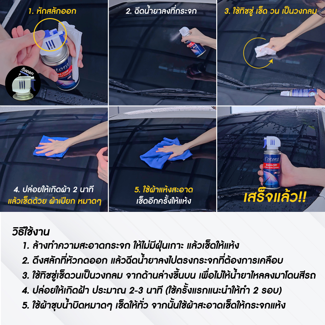 Cotora RAIN-OFF สเปรย์เคลือบกระจกกันน้ำเกาะ 150 มล.