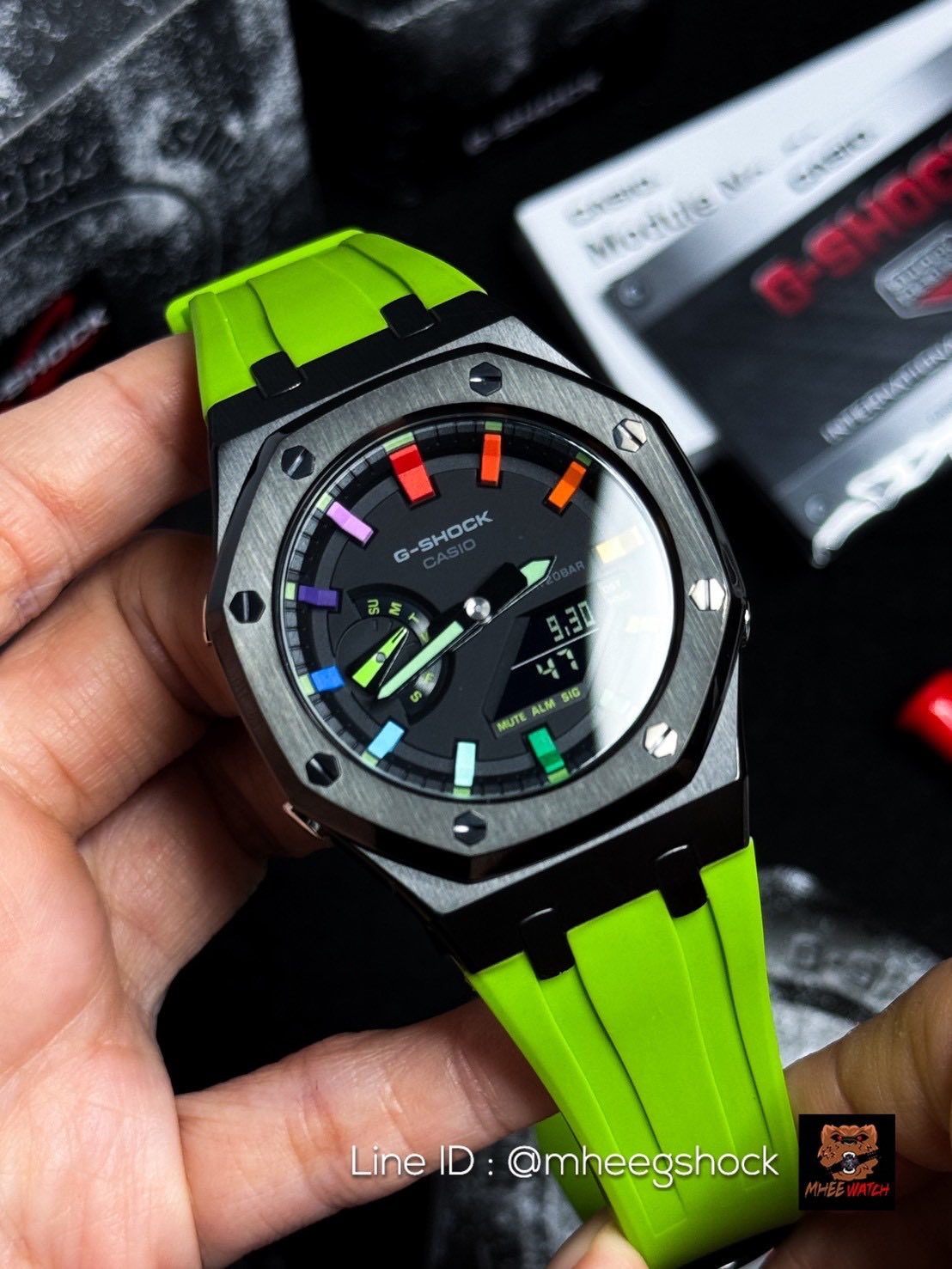 G-Shock Casioak AP Rainbow Black Green Lambo