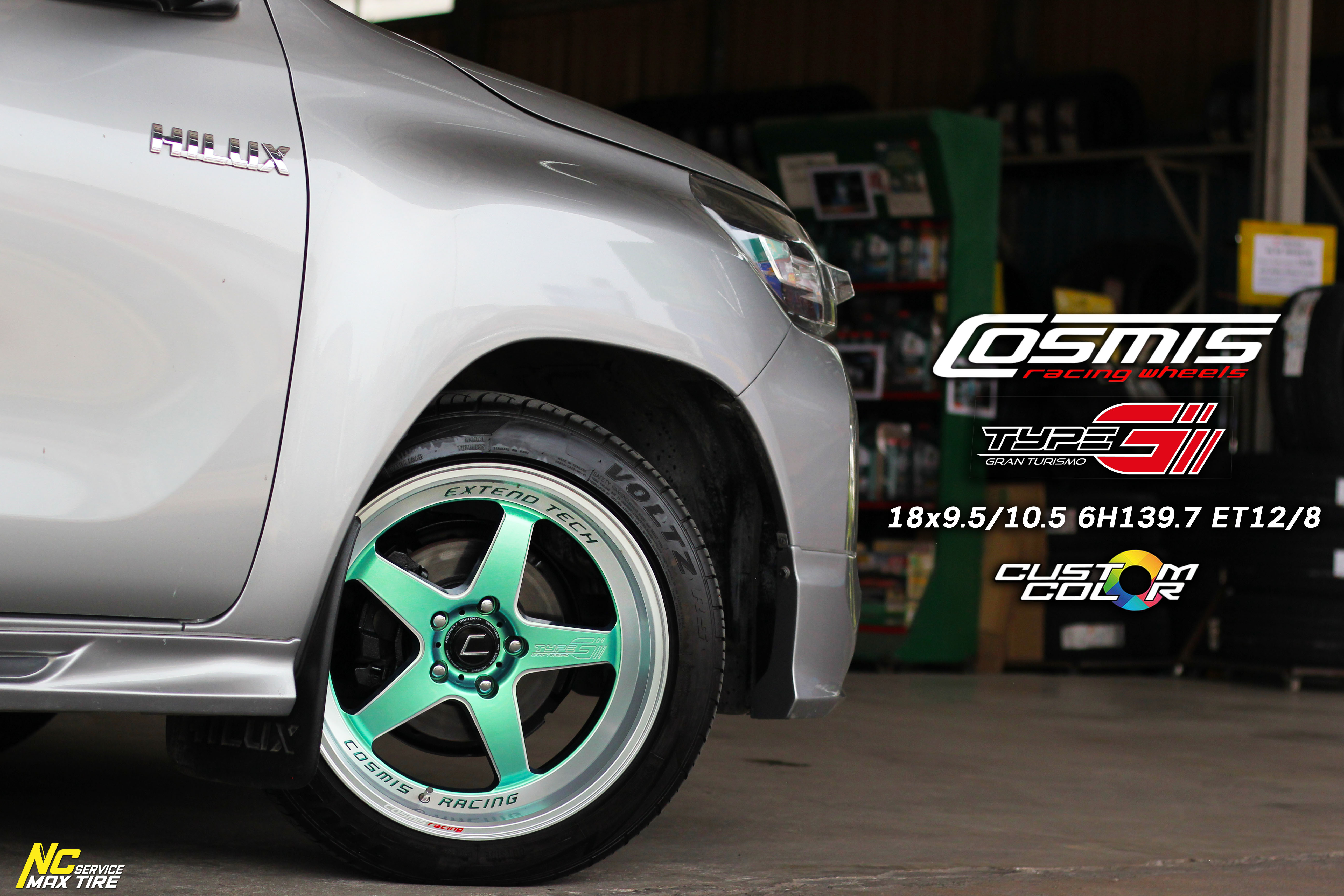 Toyota Revo / Z-Edition / ล้อแม็กขอบ18 / Cosmis / Type-G GrandTurismo / 18x9.5/10.5 6H139.7 ET12/8 / ล้อแม็กสีเขียว+ขอบเงา+CNCข้างก้าน+ตัวหนังสือ / ล้อแม็กสีพิเศษ / Custom Color / ล้อแม็กสวยๆ / NC