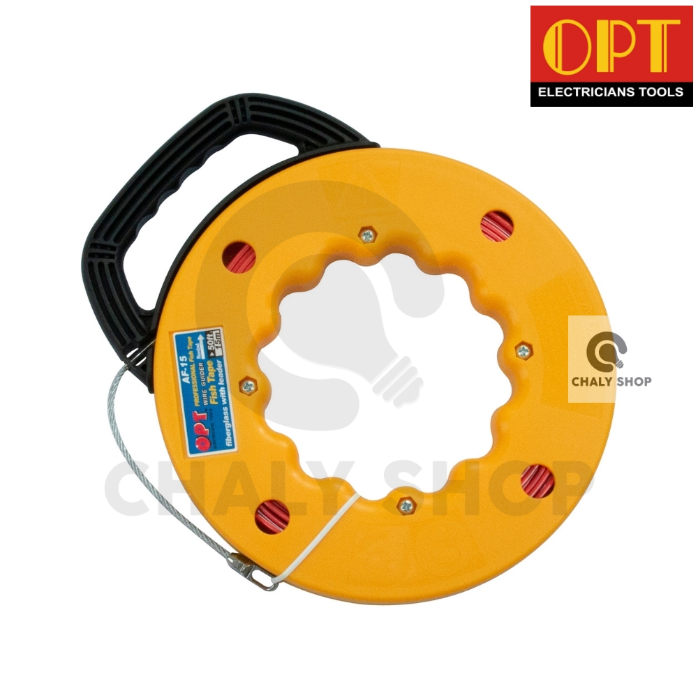 "OPT" BF-15 (รุ่นเก่า ฟด-15) ฟิชเทปหุ้ม ฟิชเทปพร้อมตลับ (FISH TAPE) ลวดนำสายไฟ ความยาว 15 เมตร สำเนา