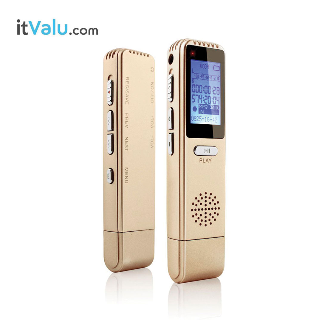 เครื่องบันทึกเสียง สีทอง รุ่น 807 V.2 Gold Edition หน้าจอแสดงผล LCD screen ความจุ 8 GB ขนาด 9.2 x 2.1 x 1.2 cm