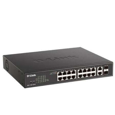 D-Link DGS-1100-18PV2 18-Port L2 Gigabit Smart Managed PoE Switch with 16 PoE and 2 Combo RJ45/SFP ports (130W PoE budget)
