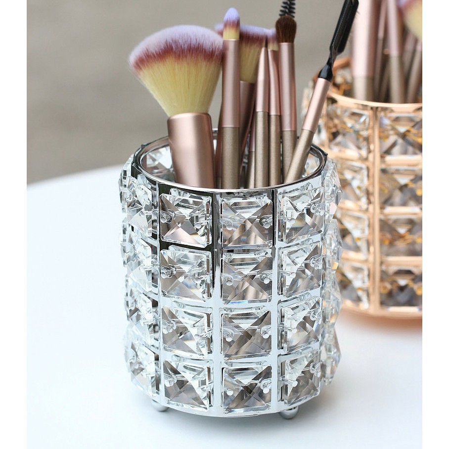 TS061D030 HOMMY ที่ใส่แปรง ที่ใส่หวีแปรง ที่ใส่ลิปสติก ใส่แปรงเหลี่ยมคริสตัล