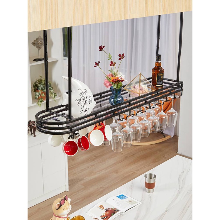 CT092D065 MIRIKITEKI บาร์แขวนแก้วไวน์ ชั้นแขวนแก้วไวน์หรู สไตล์Modern Luxury บาร์แขวนแก้ว ของแต่งบ้าน