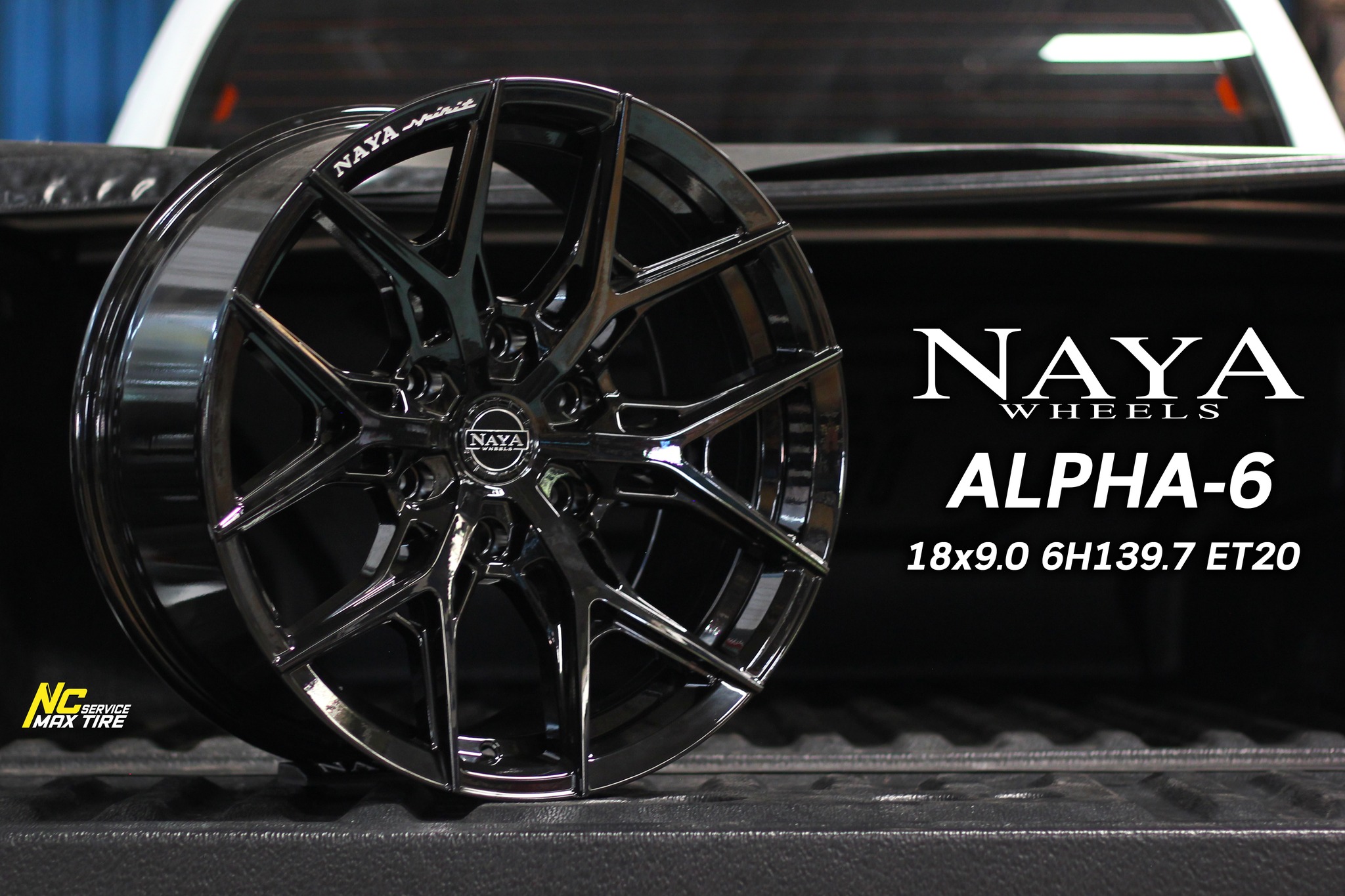 ล้อแม็กขอบ18 / Cosmis / NAYA / Alpha-6 / 18×9.0 6H139.7 ET20 / ล้อแม็กสีดำเงาทั้งวง / สำหรับกระบะตัวสูง SUV PPV / NC