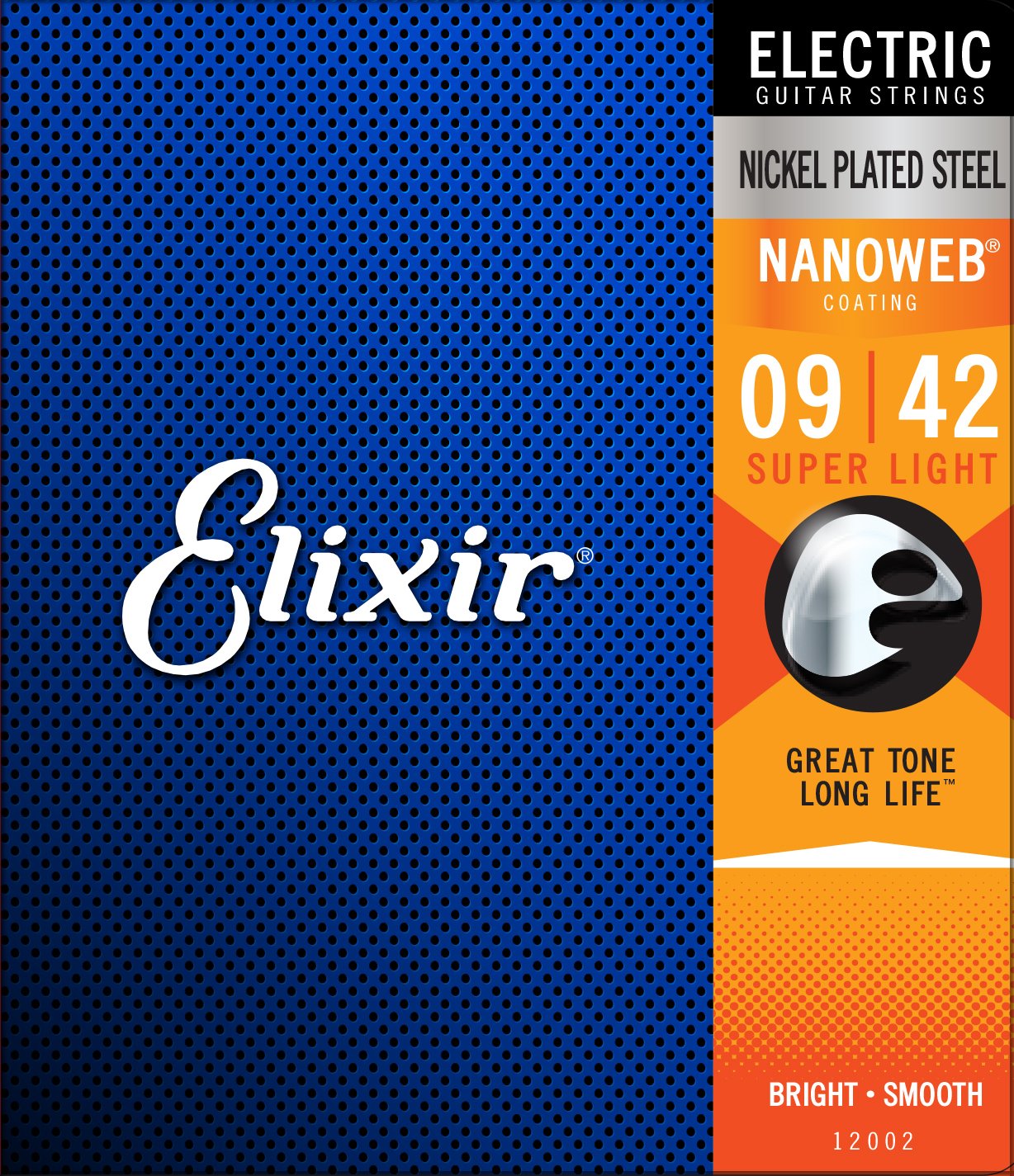 สายกีตาร์ไฟฟ้า ELIXIR 009-.042 SUPER LIGHT #12002 STRINGS NANOWEB ELECTRIC STRINGS
